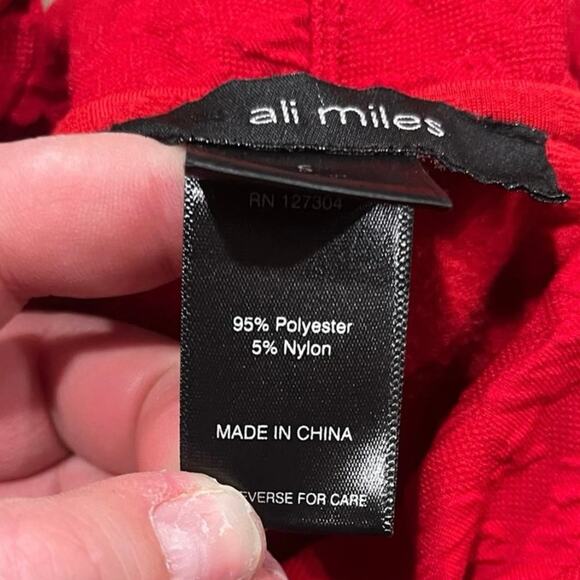 Ali Miles Tunic Top Textured Cowl Neck Long Sleeves Pullover Red Size Small - Picture 3 of 4